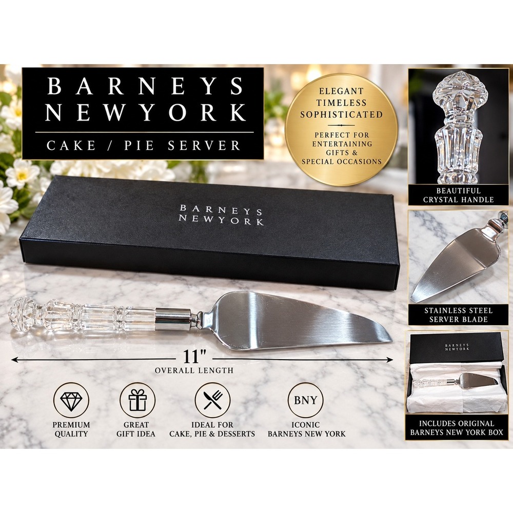 Barneys New York Crystal Handle Stainless Steel Cake Pie Server in Box 11 inch